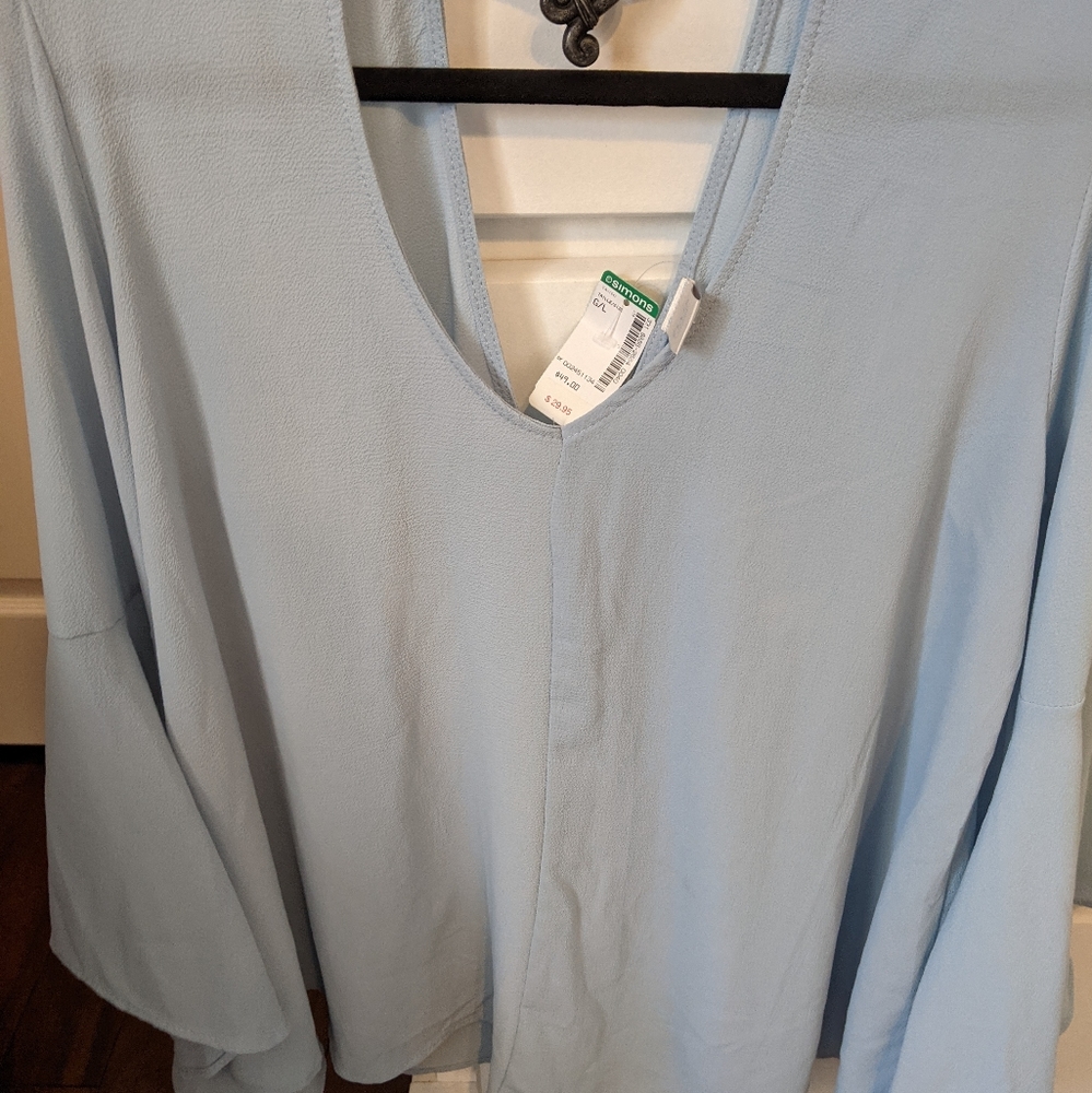 Simon's blue sheer retro top